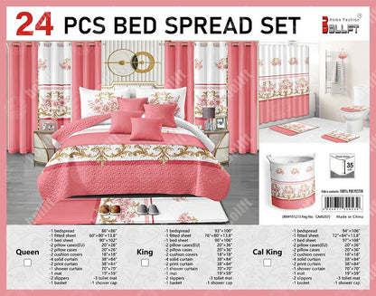 24-Piece Home Décor Set – Bedspread, Curtains & Bath Accessories