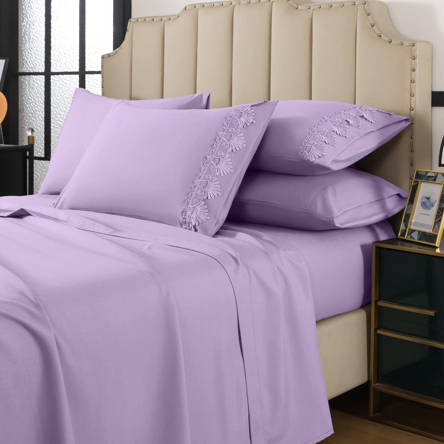 Elegant Comfort Lace 6Pcs  Sheet Set