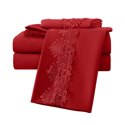 Elegant Comfort Lace 6Pcs  Sheet Set