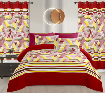 Sublime 8 Pcs Bed Sheet Set with Bonus Curtains — Case of 12 (Assorted Colors)