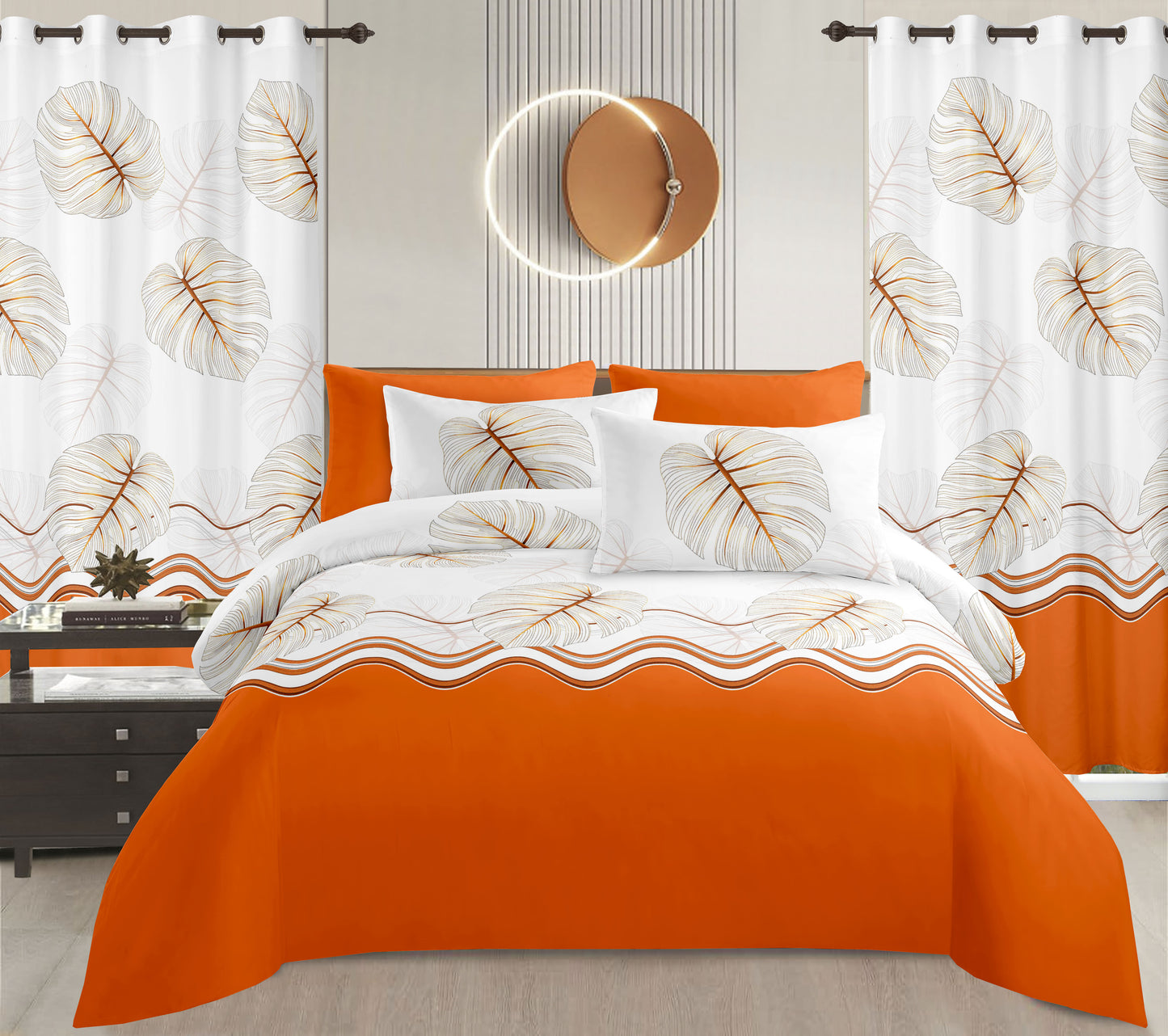 Sublime 10 Pcs Bed Sheet Set With Bonus Pair Of Curtains