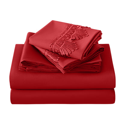 Elegant Comfort Lace 6Pcs  Sheet Set