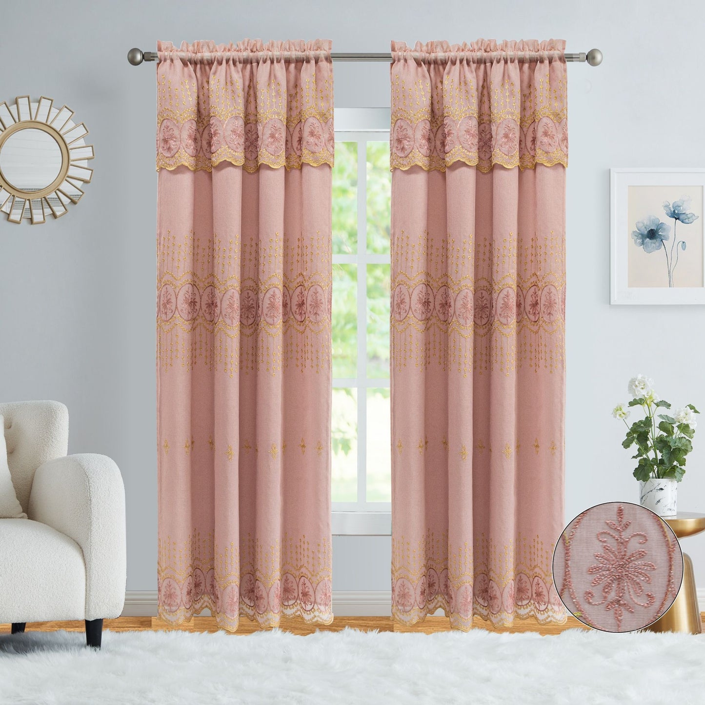 VANESSA EMBROIDERY PANEL-SIZE 54X84 WITH VALANCE AND BACKING