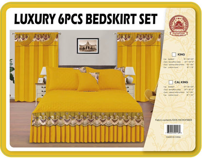 6PC Bedskirt Set With Matching Curtains ( Tou Lumen)