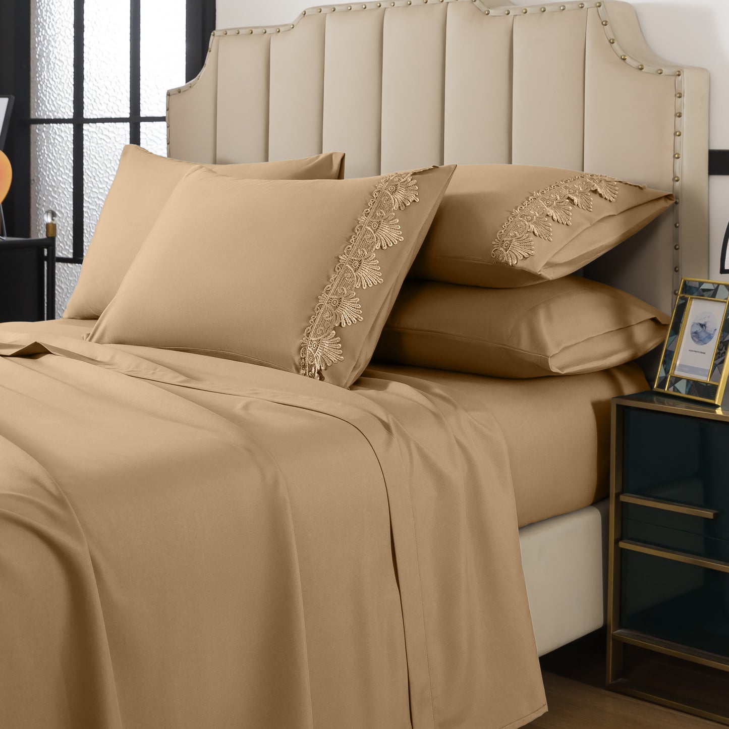 Elegant Comfort Lace 6Pcs  Sheet Set