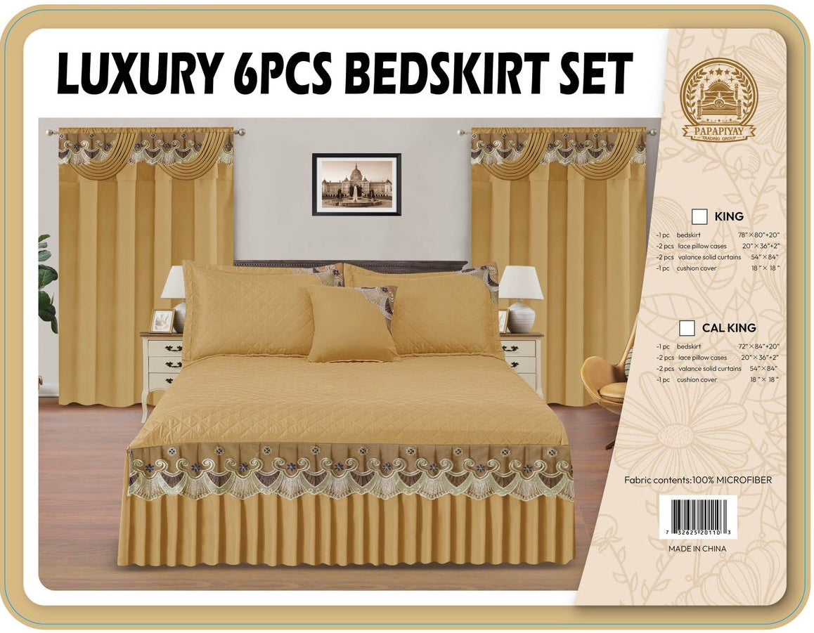 6PC Bedskirt Set With Matching Curtains ( Tou Lumen)