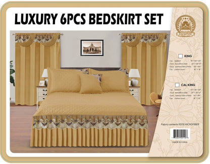 6PC Bedskirt Set With Matching Curtains ( Tou Lumen)