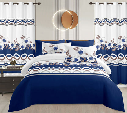 Sublime 10 Pcs Bed Sheet Set With Bonus Pair Of Curtains