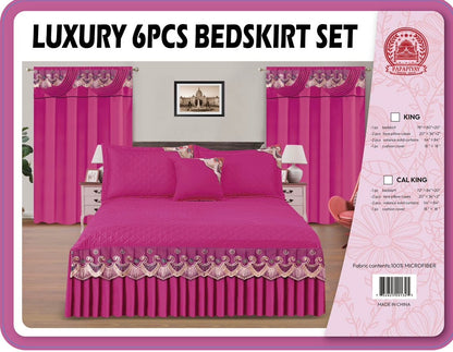 6PC Bedskirt Set With Matching Curtains ( Tou Lumen)