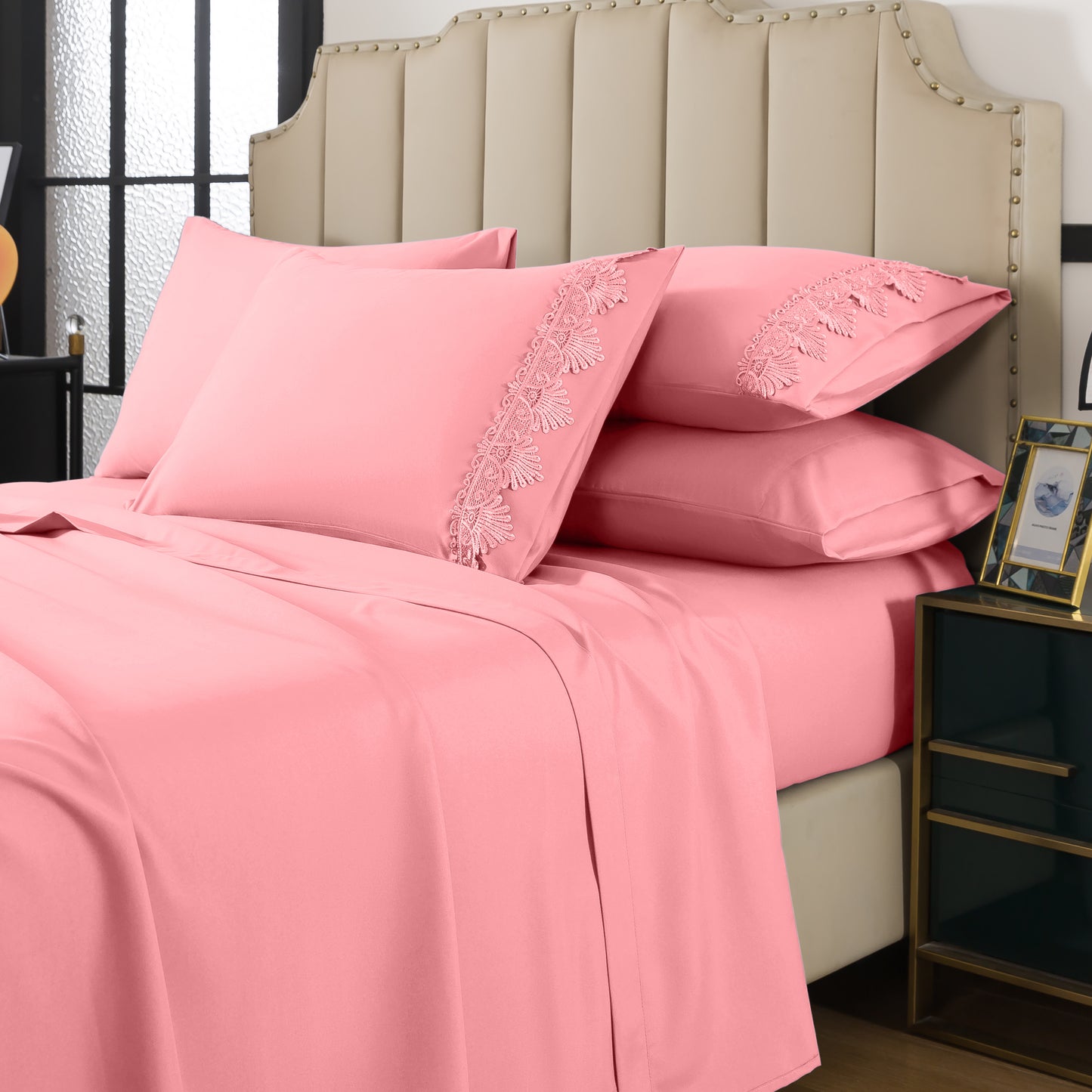 Elegant Comfort Lace 6Pcs  Sheet Set