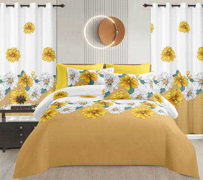 Sublime 10 Pcs Bed Sheet Set With Bonus Pair Of Curtains