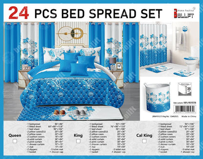 24-Piece Home Décor Set – Bedspread, Curtains & Bath Accessories