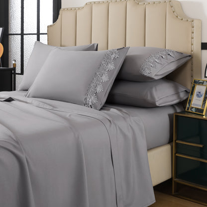 Elegant Comfort Lace 6Pcs  Sheet Set