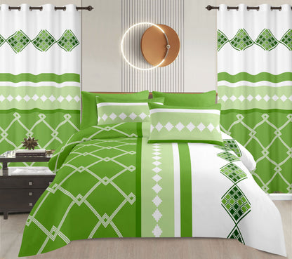 Sublime 10 Pcs Bed Sheet Set With Bonus Pair Of Curtains