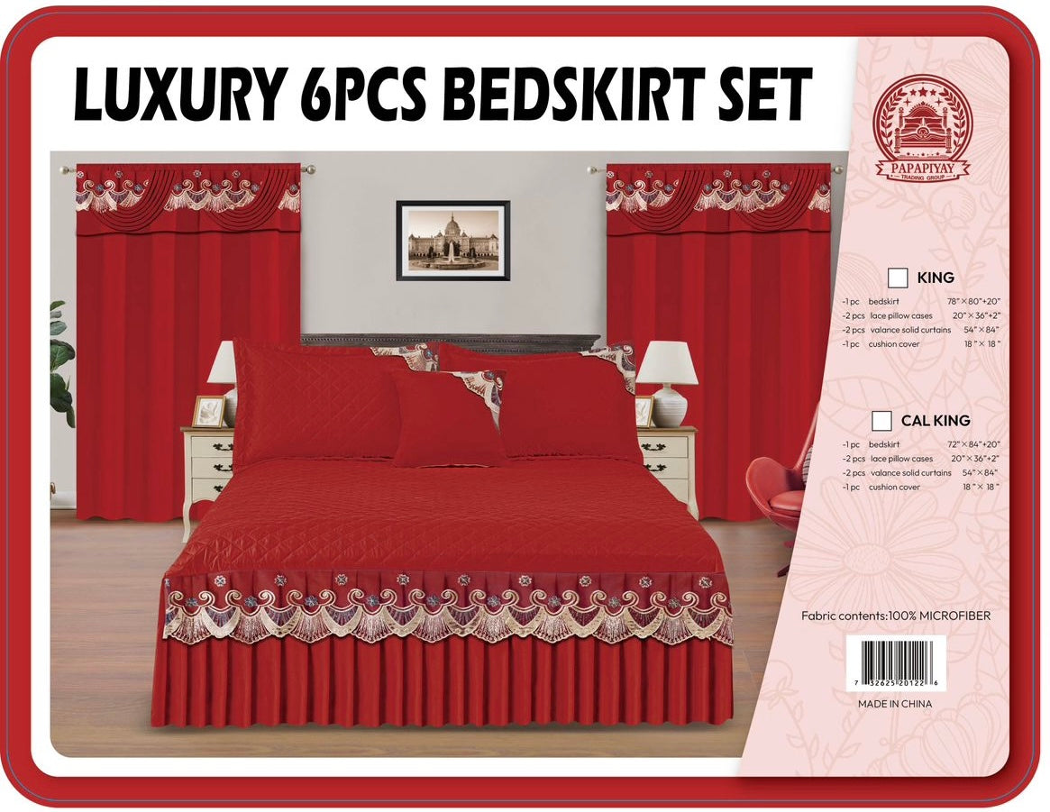 6PC Bedskirt Set With Matching Curtains ( Tou Lumen)