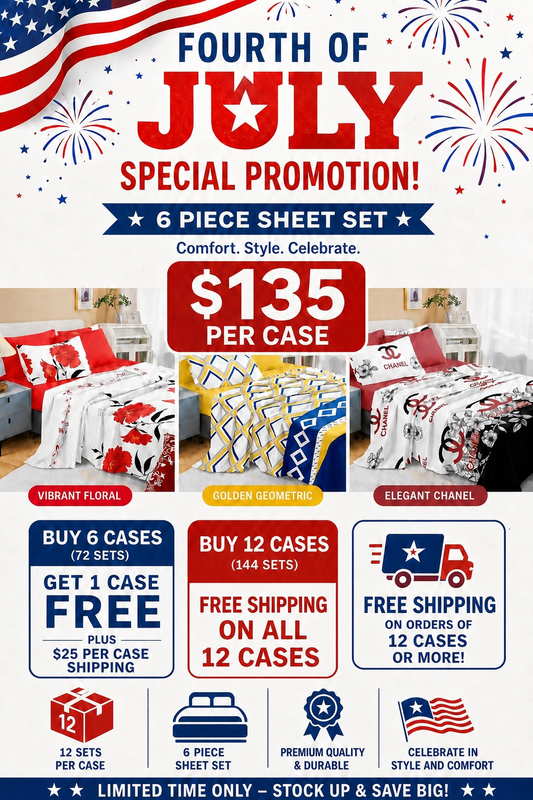 6 Piece Sheet Set (Case of 12) | $135/Case