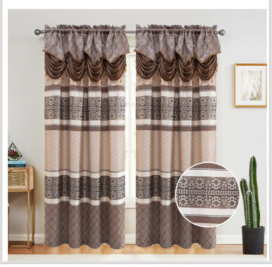 Kathy Jacquard Rod pocket Panel With attached valance